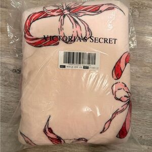 Victoria's Secret Pink Candy Cane Pattern Plush Throw Blanket